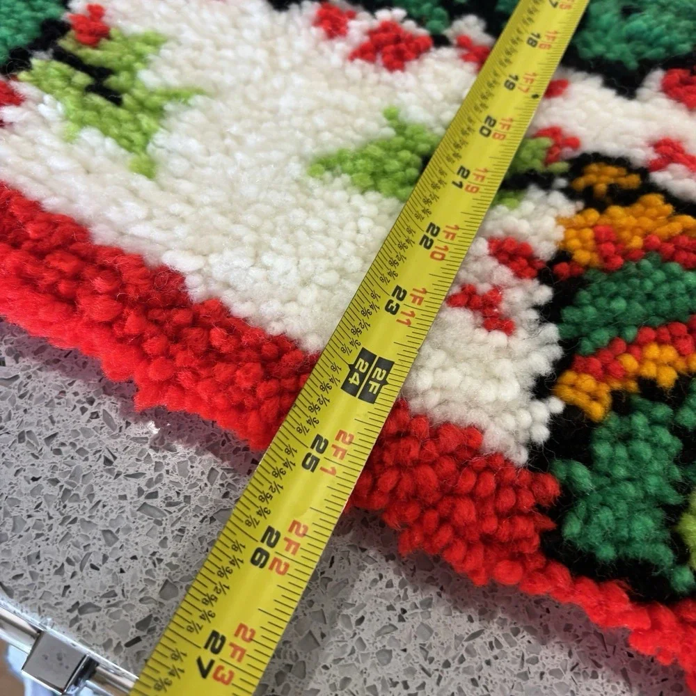 Vintage Handmade Christmas Santa Latch Hook Rug Wall Hanging Decor Granny Kitscy